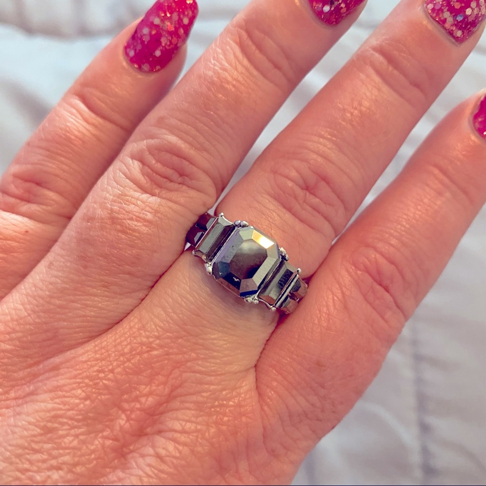 Hematite and Silver Ring